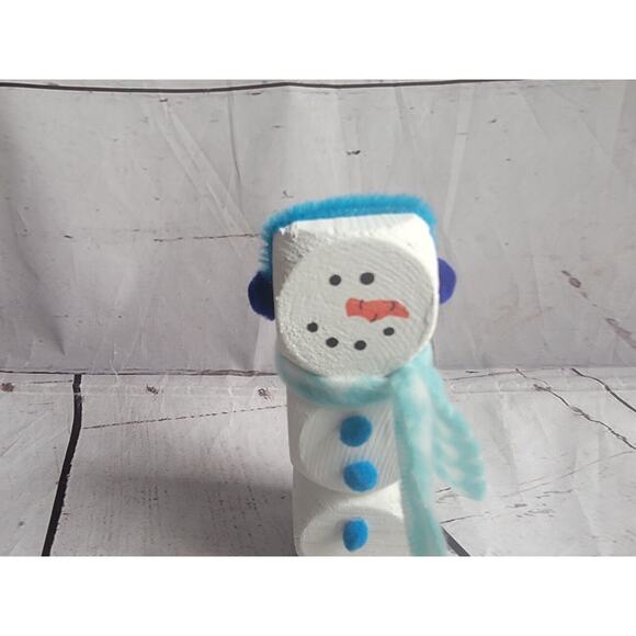 Wooden Handmade Snowman Winter Tiered Tray Home Decor Shelf Sitter Light BlueNew - Picture 2 of 4